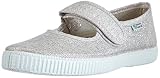 Natural World Mercedes Velcro Metalizado, Mädchen Mary Jane Halbschuhe, Silber (PALTA 26), 25 EU