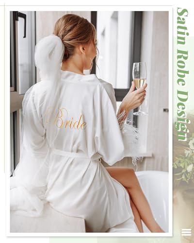 Xtinmee 12 Pcs Bride Bridesmaids Robe Long Satin Robe Full Length Sleepwear Dressing Gown for Wedding Party Bridal Shower3