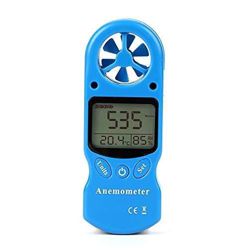 Portable Mini Multipurpose Anemometer Digital Anemometer LCD TL-300 Wind Speed Temperature Humidity Meter with Hygrometer Thermometer (Color : Blue)