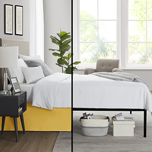 Image of Nestl Yellow Bed Skirt Queen Size - Queen Bed Skirt 14 Inch Drop - Brushed Microfiber Bed Skirts - Hotel Quality Pleated Bed Skirt - Shrinkage & Fade Resistant