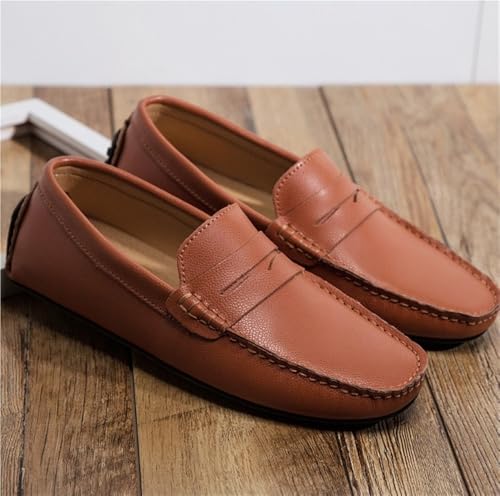 Leather Round Toe Loafers Shoes for Men Genuine Stitching Details Flat Heel Lightweight Slip Resistant Flexible Prom Fashion Slip-on3