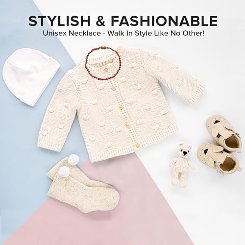 Baltic Proud Amber Necklace (Unisex 12.5 Inches) - Certified Premium Quality Raw Baltic Sea Amber (Cognac raw)3