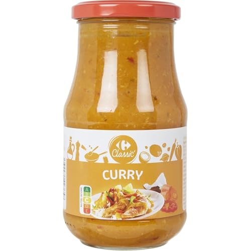 Sauce curry Carrefour Classic en lot de 4 flacons verre pour éviter les plats fades