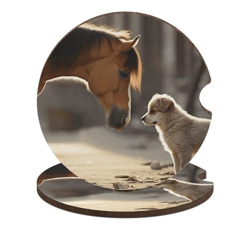 Portavasos para Auto con Diseño de Perro y Caballo, 2 Pzas miniatura 1