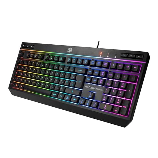 VIBOX Clavier Gaming AZERTY, RGB Rétroéclairé, USB Filaire, Format Complet avec Pavé Numérique, Noir