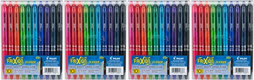 PILOT FriXion Clicker Erasable, Refillable & Retractable Gel Ink Pens, Fine Point, Assorted Color Inks, 10-Pack (FXC10001F-P)-(Set of 4)
