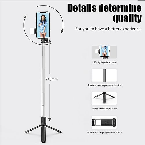 Image of Like Star R1s Selfie Stick, Remote, and Selfie Light, 3-in-1 Multifunctional Selfie Stick, Tripod Stand, Mobile Stand, R1s Bluetooth Selfie Sticks, Compatible with All Phones