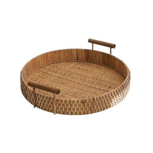 GLigeT Cesta de Frutas Frutero de ratán Hecho a Mano, frutero de Doble Oreja, Plato Redondo de Fruta, Utilizado for Salas de Estar, Jardines, hoteles, panaderías Tazón de Frutas(Grande)