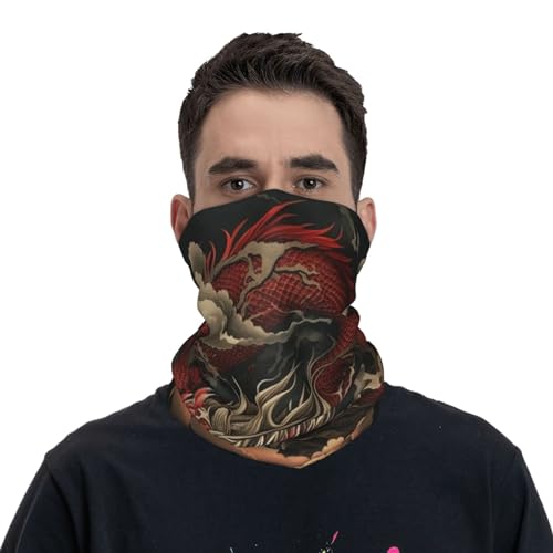 Red dragon cloud japan Vintage Neck Gaiter Cubrepico Pañuelo Balaclava Bandana para Mujeres Hombres Máscara para Motocicleta Ciclismo Esquí Fiesta, Blanco miniatura 2