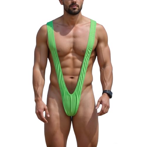HYIJCSUC Men Mankini Swimsuit V Sling Bathing Suit Sexy Lingerie Men's Borat Style Stretch Sexy Underwear Strap Thongs Green