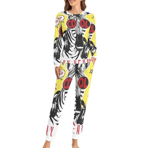 Pyjama femme drôle de cheval ensemble de nuit contre le froid et les nuits agitées