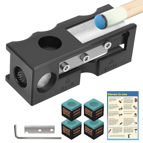 Desoto 11-in-1 Billiards Pool Cue Tip Shaper and Repair Tool Kit, Cue Tips Replacement Kit for Pool Table Accessories