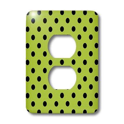 Couverture de prise à pois graphiques vert et noir avec double ouverture 3dRose - 3