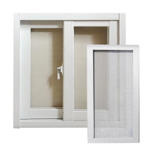 Ventana Corrediza Horizontal Blanca Marco Aluminio, Tamaño Personalizado Ventanas de Repuestocon Pantalla y Vidrio Templado Ventana de Cobertizo para Casa Baño(WxH 34x20in/85x50cm)