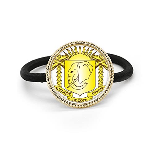 Diadema de metal plateado fina con escudo de Costa de Marfil y goma