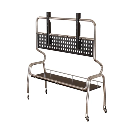 PP Vic Soporte De TV con Ruedas Bloqueables, Altura Ajustable, Soporte De Pantalla Portátil Y Móvil con Estante De Almacenamiento para El Hogar, La Oficina Y La Sala De Estar.,B Silver 120cm