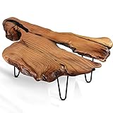 GEDSIOLD Natural Tree Coffee Table, Handmade Live Edge Coffee Table with Metal Hairpin Legs, 16 Inch