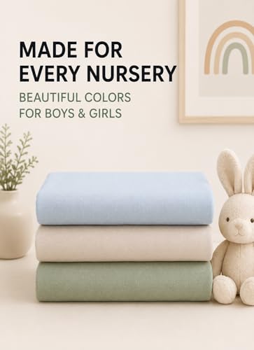 Image of Bassinet Sheets, Universal Fit 33 x 17, Beige-Blue-Green, 3 Pack