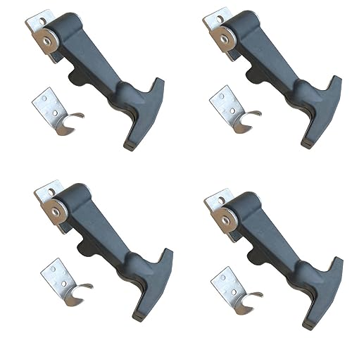 AlphaCraft 4 PCS Small Stainless Steel Elastic Hood Catch Flexible T-Handle Hasp Rubber Draw Latches with Brackets for Tool Box Vehicle Engine Hood ATV RV Boat