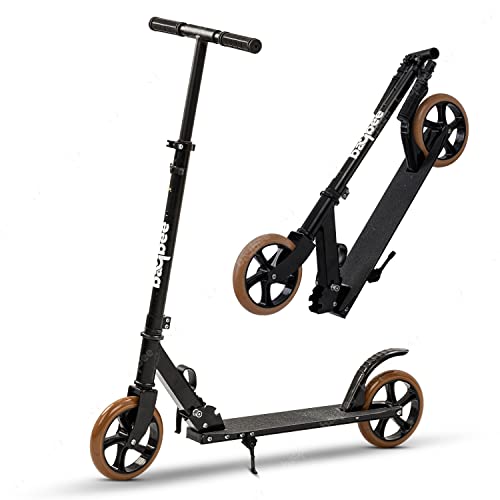 Image of Baybee City Partner Skate Scooter for Kids & Adults, 2 Wheel Foldable Kids Scooter with 3 Height Adjustable, Runner Scooter with Large PU Wheels | Kick Scooter for Kids Adult 8+ Years Boy Girl (Gold)