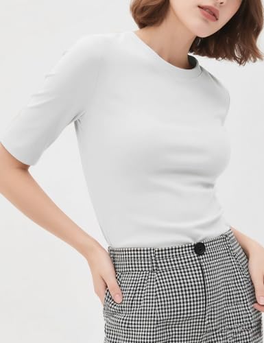 YUCOLEN Womens Tops Dressy Casual Crew Neck Short Sleeve T Shirts Elbow Length Going Out Tops 20252