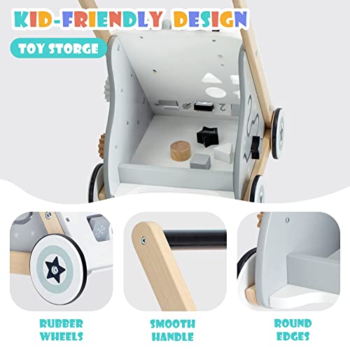 Wooden Baby Walker, Baby Push Walkers, Walker For Baby Boys And Girls, Baby Activity Center, Toddler Montessori Toys For 1+ Year Old, Kids Multi-Activity Learning Walker #TOP4