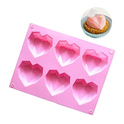 NoBrand avec Moule en Silicone en Forme de Coeur, Moule à Muffins en Silicone, Moule à Cupcakes, 6 en Forme de Coeur, pour Le Chocolat de la Saint Valentin, Muffin, gâteau (Rose)