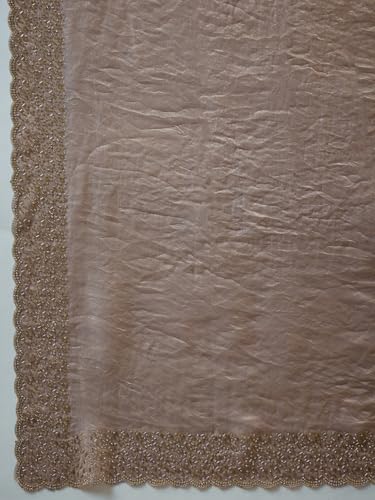 Image of AKHILAM Women's Shimmer Tissue Embroidered Saree With Unstitched Blouse Piece