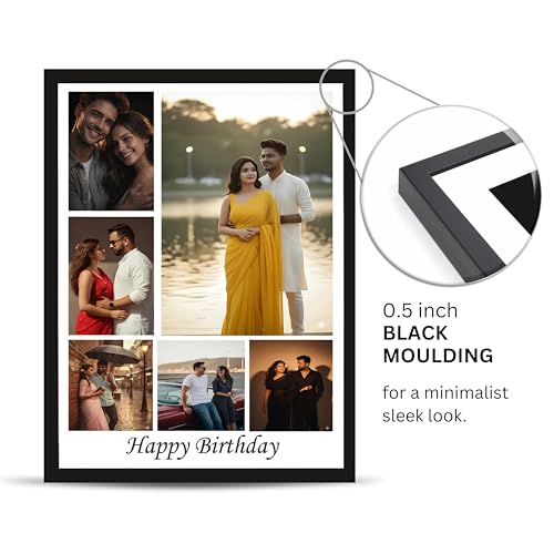 Image of Personalized Photo Frame 8x12 Inch | Custom Collage Photo Frame Gift for Birthday, Anniversary, Couple, Friends | Acrylic Sheet with MDF Back | Wall Decor Memory Frame (D-2)