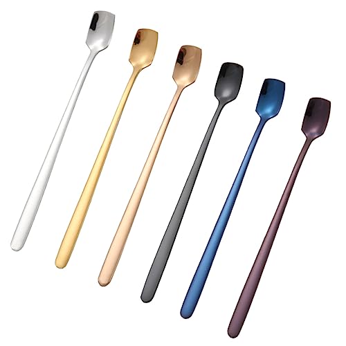 Cabilock Cucchiai Con Manico in Acciaio Inossidabile Set Da 6 Mescolatori Per Cocktail Per Caffè Tè E Panna Ghiacciata