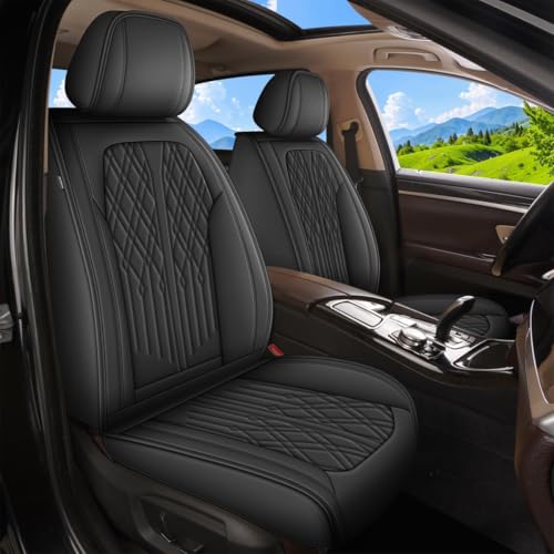 DISUTOGO Car Seat Covers Fit for GMC Canyon:2015-2025 Full Set Waterproof Leather Seat Cover Breathable Vehicle Seat Protectors（2 Row 5 Seat，Black）