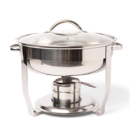 Chafing Dish Buffet Set with Tempered Glass Lid - Food Warmers For Parties - Serving Dishes - Catering Supplies - Burners For Keeping Food Warm - Chaffing Server With Transparent Lid