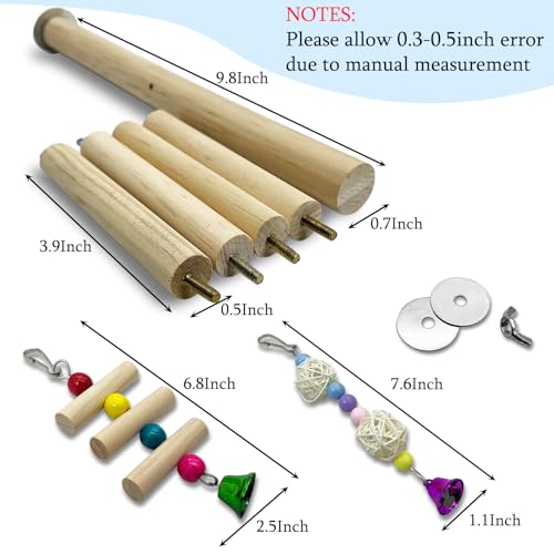 Image of Hamiledyi Bird Perch Stand Toy Natural Wood Perch Stand Birds Toys Parakeet Toy with Rotating Balls Spinning for Parakeets Cockatiels Conures Budgies Finches Love Birds