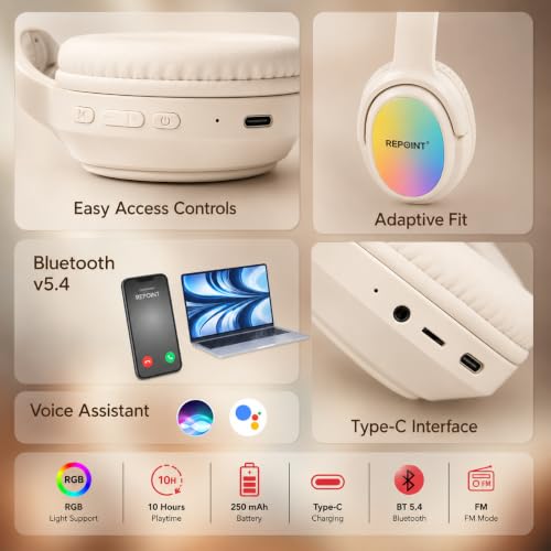 Image of RASSFOAT X7 RGB Wireless Headphones - Powerful Sound, 10H Playtime & Stunning 7-Color RGB Lights. Foldable, Comfortable, and Perfect for Music, Gaming, Movies & Calls-Anywhere, Anytime.