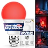 Neporal 7W 670nm Red Light Bulbs for Sleep, 100% Blue Light Blocking Bulb, Red Light Night Light for Melatonin Promoting, A19 60W Equivalent Dim Light Bulbs for Bedroom, Baby Nursery, Reading, 1 Pack