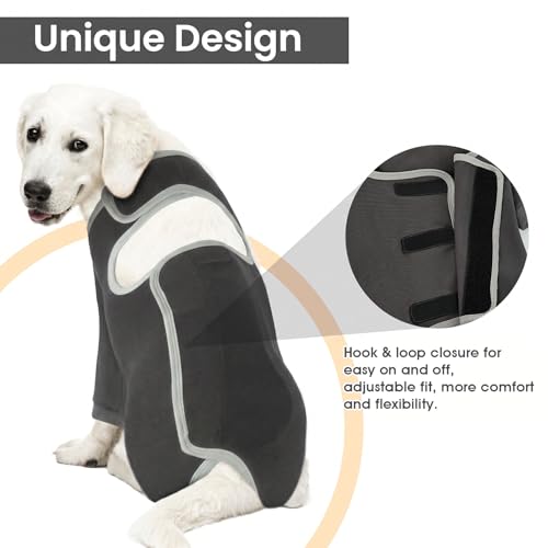 Image of IDOMIK Dog Recovery Suit After Surgery,Long Sleeve Dog Surgical Onesie for Surgery,Soft Breathable Pet Pajamas Anti Shedding,Adjustable Bodysuit Prevent Licking Wound,Cone Collar Alternative,Gray,3XL