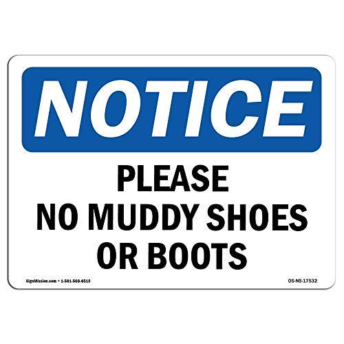 Biopracess Notice Sign - Please No Muddy Shoes Or Boots Sign Metal Tin Sign 8x12 Inches