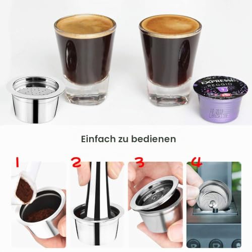i Cafilas Wiederbefüllbare Kfee Kaffeekapsel aus Edelstahl Wiederverwendbare Refill-Kapsel Kaffeefilter für Caffitaly Tchibo Cafissimo ALDI… – Ansicht 6