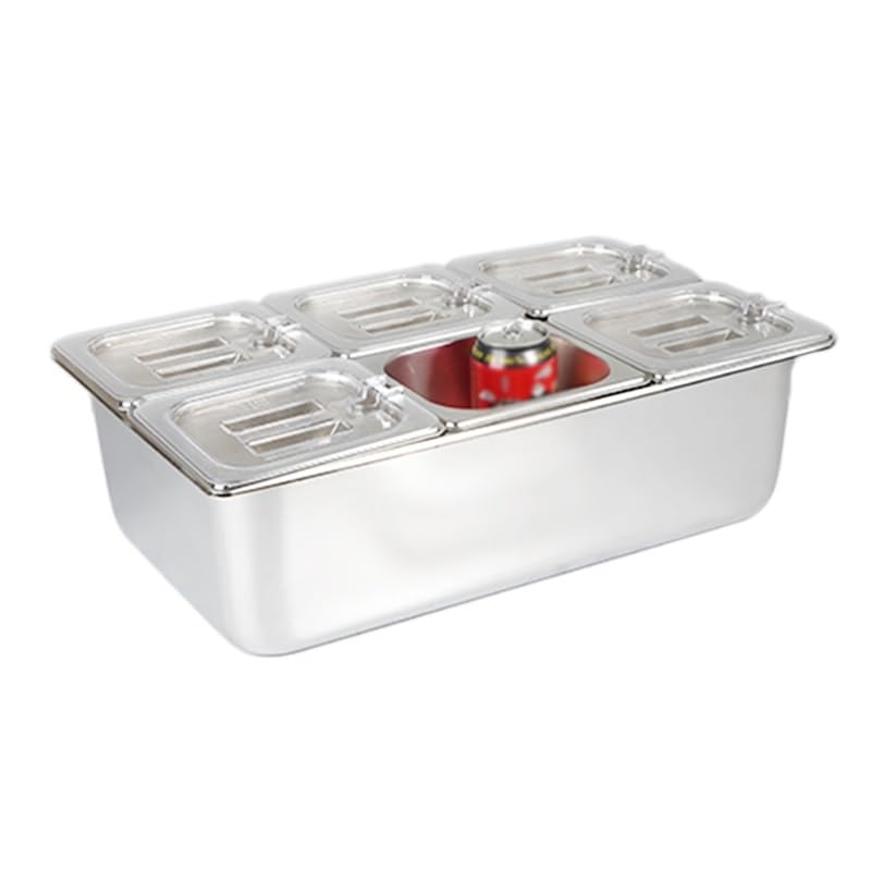 Bandeja de exhibición de hielo portátil para encimera de ensaladas, bar, estación de buffet, alimentos fríos, pizzas y enfriador de bebidas para servir fiestas, ideal para eventos y reuniones