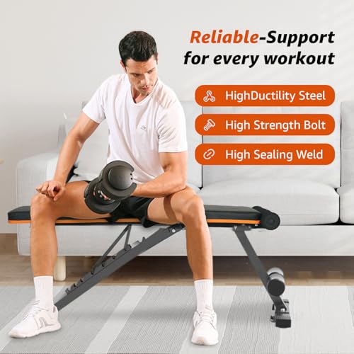Image of MAXPRO MP-AB301 MAXBENCH Commercial Grade Adjustable And Foldable Gym Bench Incline,Decline & Flat 250 Kg Capacity Fitness Gym Bench with Resistance Ropes For Home Workout,Adjustable Strength Training Bench for Full Body Workout