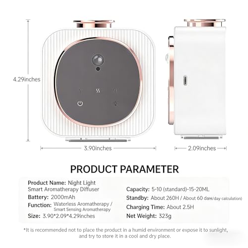 Difusor aromático eléctrico mini con luz nocturna y batería miniatura 4