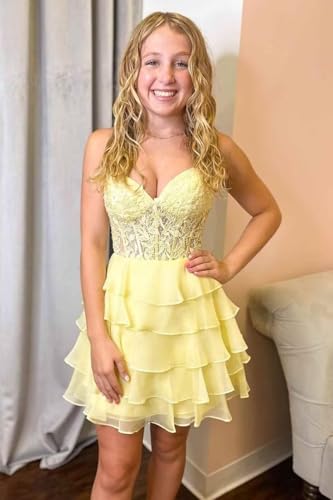 Sweetheart Short Homecoming Dress for Teens 2025 Chiffon Tiered Lace Strapless Corset Prom Cocktail Party Gowns3