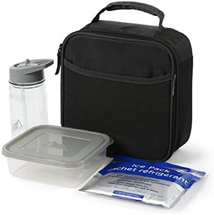 Black Lunch Bag with BPA Free Container, Bottle and Ice Pack from Artic Zone