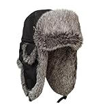 Mad Bomber Hat - Faux Fur Warm Pilot Aviator Cap with Ear Flaps - Medium