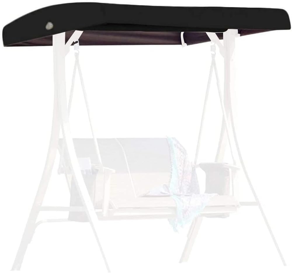 Replacement Canopy For Swing Seat 3 Seater Hammock Cover Top Garden Outdoor,Replacement Canopy Top Cover With 4 Reinforced Corner Pockets,Waterproof UV Resistant(Size:190T：213*122*18/23cm,Color:Black)