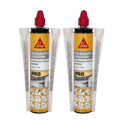 SIKA - Scellement chimique - Sika Anchorfix 01 Evolution Gris - Prise rapide - Int/Ext - Fixation d'objets lourds - Scelle store, volet, portail, chauffe-eau,...