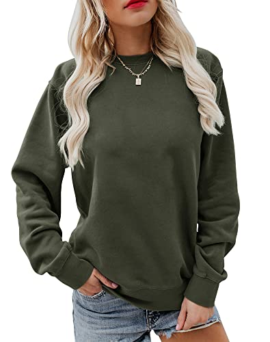 Image of Women's Fall Long Sleeve Pullover Tops Casual Round Neck Sweatshirt