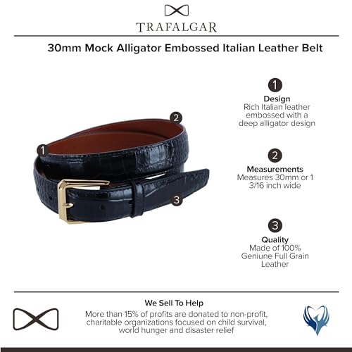 Trafalgar Men's 30mm Mock Alligator Embossed Italian Leather Belt2