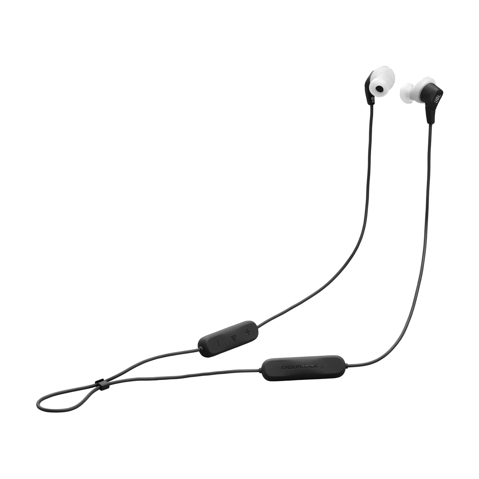 JBL Endurance Run 3 Auriculares Deportivos inalámbricos con Bluetooth, 25 Horas de autonomía, tecnología FlipHook y TwistLock, Resistencia al Polvo y al Agua IP65, micrófono y Mando, Negro/​Gris
