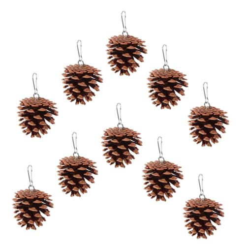 SUPVOX Safe Chewing Bird Toy 10pcs Natural Pine Cone Parrot Toys Bird Cage Accessories